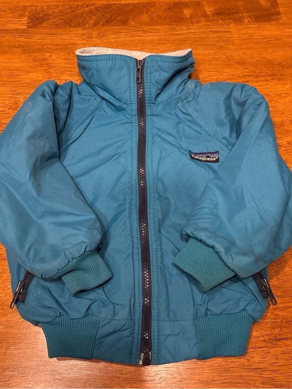 Vintage Patagonia Kids Teal Fleece-lined Zip Jacke Size 4/5